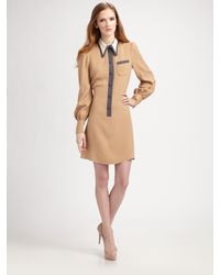 Marc Jacobs | Brown Silk Puff Sleeve Shirt Dress | Lyst
