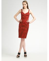 Michael Kors | Red Sleeveless Rose-print Dress | Lyst