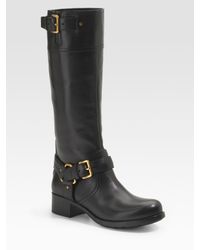 Prada | Black Lug-sole Motorcycle Boots | Lyst