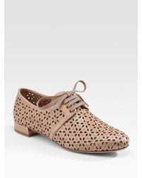 Prada | Natural Laser-cut Lace-up Oxfords | Lyst