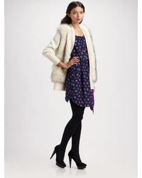 Rebecca Taylor | White Faux Fur Cardigan | Lyst