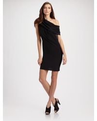 Richard Chai Love | Black Draped Shoulder Dress | Lyst