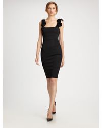 Valentino | Black Rosette Punto Dress | Lyst
