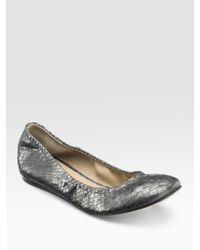 Vera Wang Lavender | Metallic Snake-embossed Leather Ballet Flats | Lyst