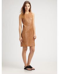 Vince | Brown Leather Jumper Dress | Lyst
