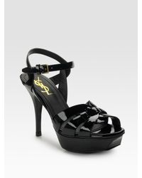 Saint Laurent | Black Tribute 75 Patent Sandals | Lyst