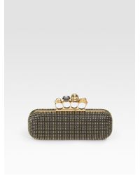 Alexander McQueen | Black Gold Studded Knuckle Box Clutch | Lyst