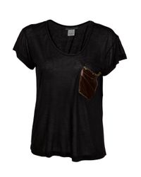 Erin Kleinberg | Blue Short Sleeve T-shirt with Velvet Pocket | Lyst