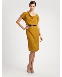 Max Mara | Yellow Zurlo Short Sleeve Belted Dress | Lyst