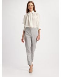 Stella McCartney | White Pleated Silk Georgette Blouse | Lyst