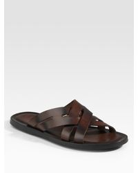 To Boot | Brown Burnished Leather Sandals for Men | Lyst