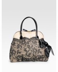 Valentino | Natural Nuage Lace & Straw Top Handle Bag | Lyst