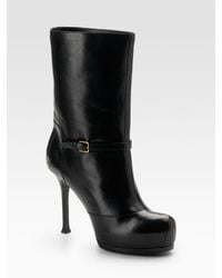 Saint Laurent | Black Leather Tribtoo 105 Platform Boots | Lyst