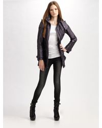 Burberry Brit | Black Hooded Taffeta Raincoat | Lyst