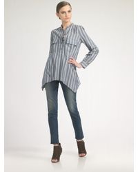 Elizabeth and James | Blue June Striped Silk Shirt | Lyst
