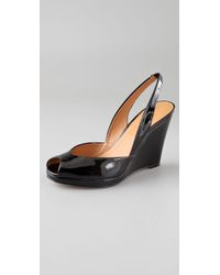 Kors by Michael Kors | Vivian - Black Patent Wedge Slingback | Lyst