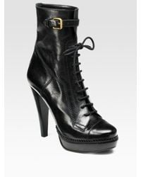 Burberry | Black Lace-up Leather Ankle Boots | Lyst