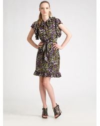 MILLY | Purple Silk Leopard-print Dress | Lyst