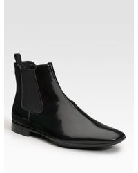 Prada | Black Spazzolato Ankle Boots for Men | Lyst