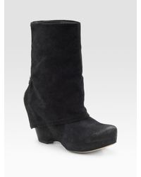 Vera Wang Lavender | Black Joey Suede Wedge Cuff Ankle Boots | Lyst