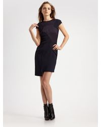 BCBGMAXAZRIA | Black Cap Sleeve Asymmetrical Dress | Lyst
