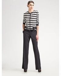St. John | Gray Marie Wool Straight Leg Pants | Lyst