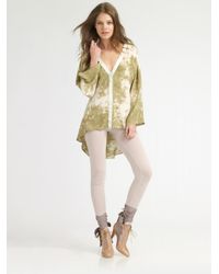 RVCA | Green Widows Peak Tie-dyed Silk Top | Lyst