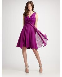 Teri Jon | Purple Rosette Silk Cocktail Dress | Lyst
