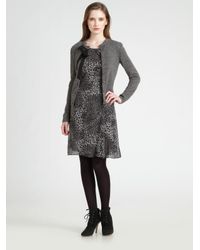 Boutique Moschino | Gray Ribbon Bow Applique Cardigan | Lyst