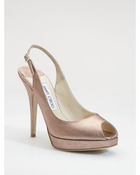 Jimmy Choo | Pink Clue Metallic Leather Peep-toe Pumps | Lyst