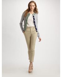 Peter Som | Gray Tweed Trim Merino Cardigan | Lyst