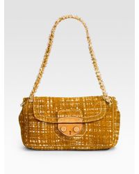 Prada | Yellow Tweed Shoulder Bag | Lyst