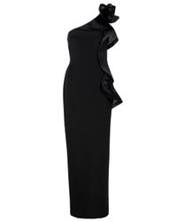 Notte by Marchesa | Black Draped Column Dress | Lyst