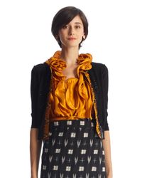 Oscar de la Renta | Black Ikat Cropped Cardigan | Lyst