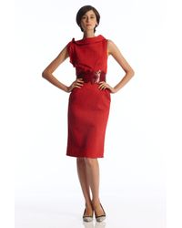 Oscar de la Renta | Red Sleeveless Cowl Neck 24 Dress | Lyst