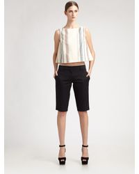 Prada Linea Rossa | Natural Chambray Stripe Cropped Shirt | Lyst