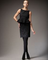 Alice + Olivia | Black Josephine Lace Peplum Dress | Lyst