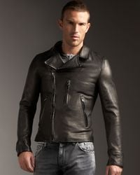Dolce & Gabbana | Black Leather Motorcycle Jacket for Men | Lyst