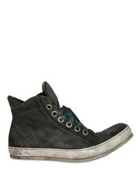 A Diciannoveventitre | Black Washed Horseskin Sneakers for Men | Lyst