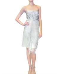 Alberta Ferretti | White Gathered Chiffon Bustier Dress | Lyst