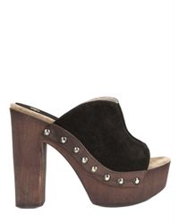 FRU.IT | Black 110mm Washed Suede Mule Clog Sandals | Lyst
