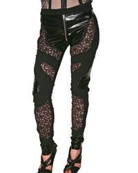 Preen By Thornton Bregazzi | Black Lace and Pvc Segment Trousers | Lyst