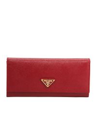 Prada | Red Saffiano Oro Wallet | Lyst