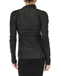 Rick Owens | Black Blistered Longer Back Biker Leather Jack | Lyst