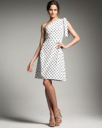 Carolina Herrera | White Polka Dot One Shoulder Dress | Lyst