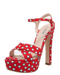 Miu Miu | Red Sandali Polka Dot Cotton Sandals | Lyst