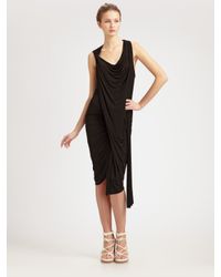 Alexander Wang | Black Cowlneck Goddess Dress | Lyst