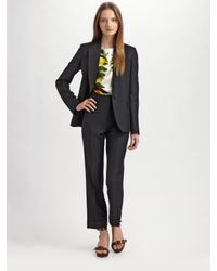 Stella McCartney | Black Pique Wool Trousers | Lyst
