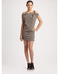 Helmut Lang | Gray Drop Shoulder Dress | Lyst