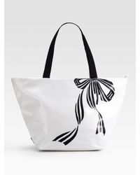 Kate Spade | White Anabel Painted Bow Pvc/canvas Tote | Lyst
